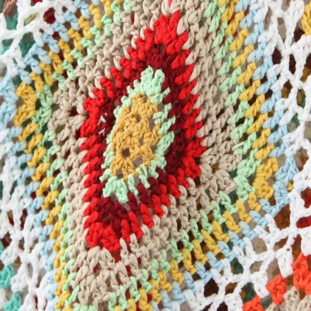 SOLD OUT Boho Handmade Multi Color Crochet Coverup Dress - Picture 10 of 13